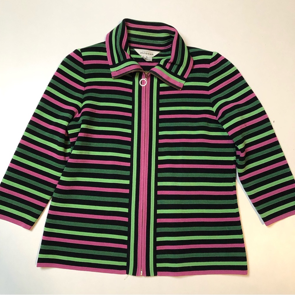 Vintage Exclusively Misook Acrylic Full Zip Sweater Small